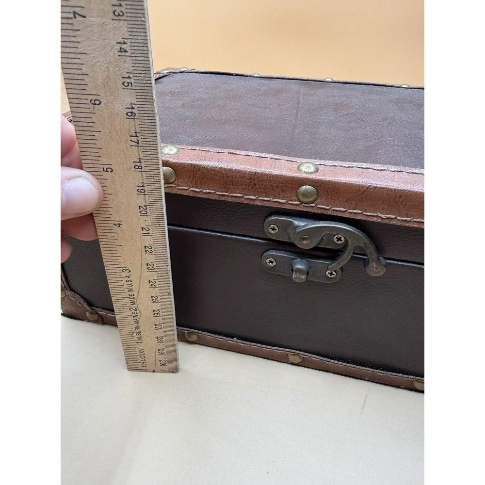 Unbranded Vintage Style Small Trunk Decorative Storage Box Faux Leather Brown